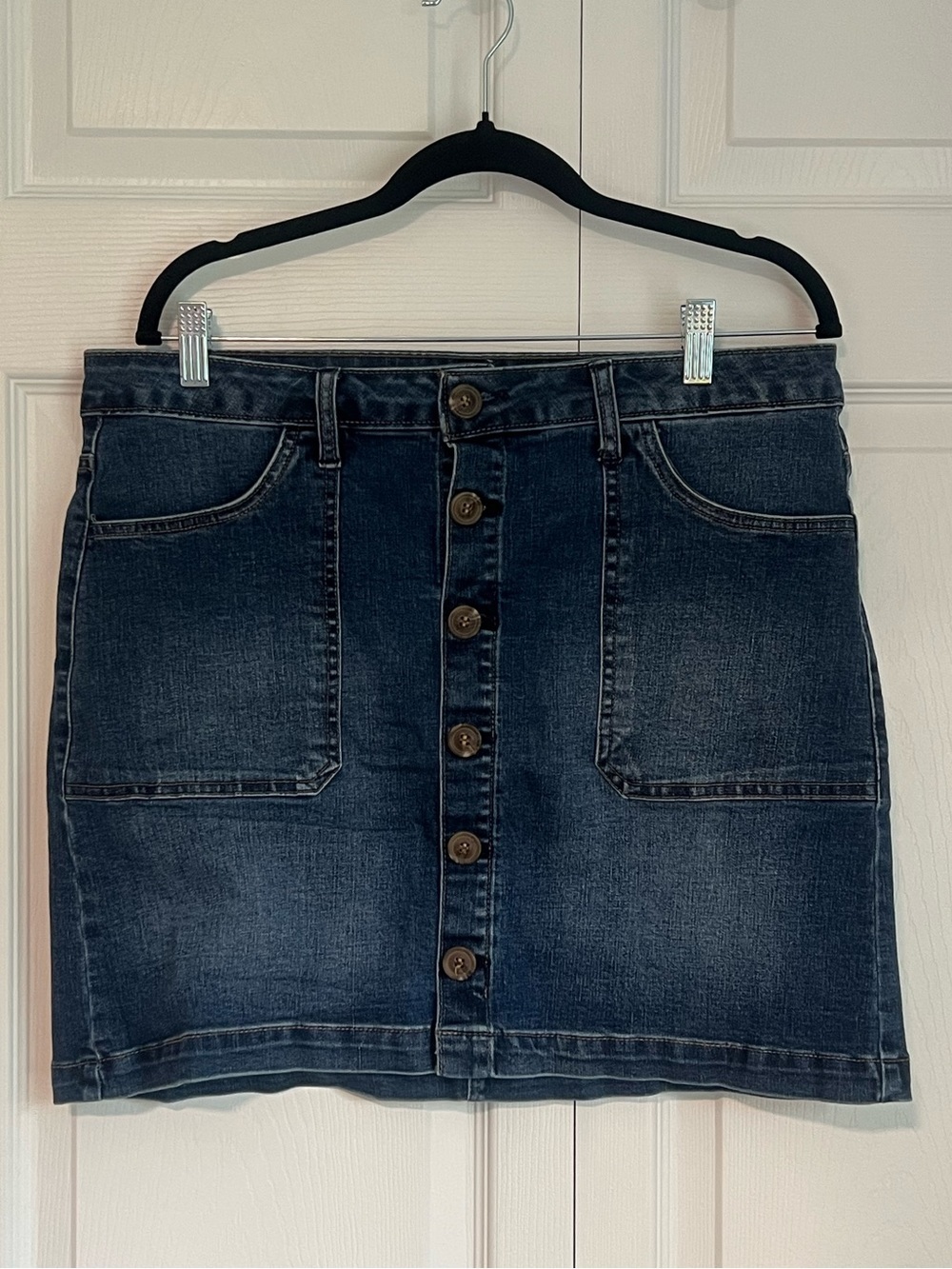 Kensie Jeans High-Rise Button-Front Denim Skirt